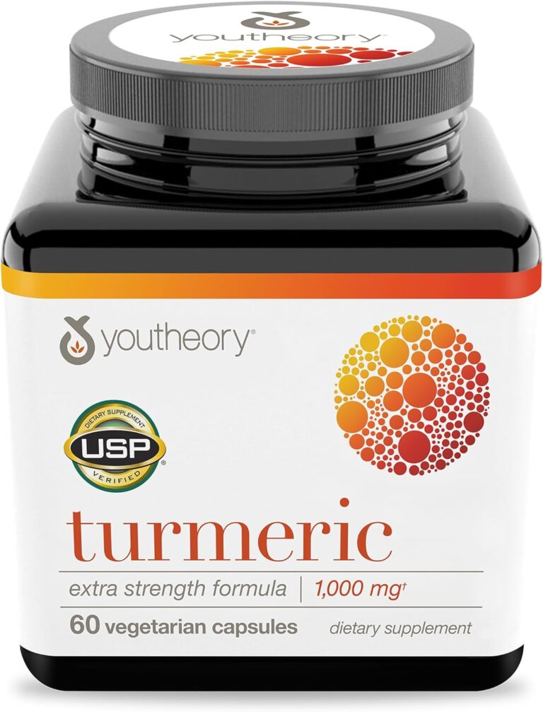 Youtheory Turmeric Curcumin Supplement with Black Pepper BioPerine, Powerful Antioxidant Properties for Joint & Healthy Inflammation Support, 60 Capsules